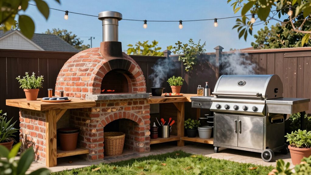 outdoor cooking lighting landscaping