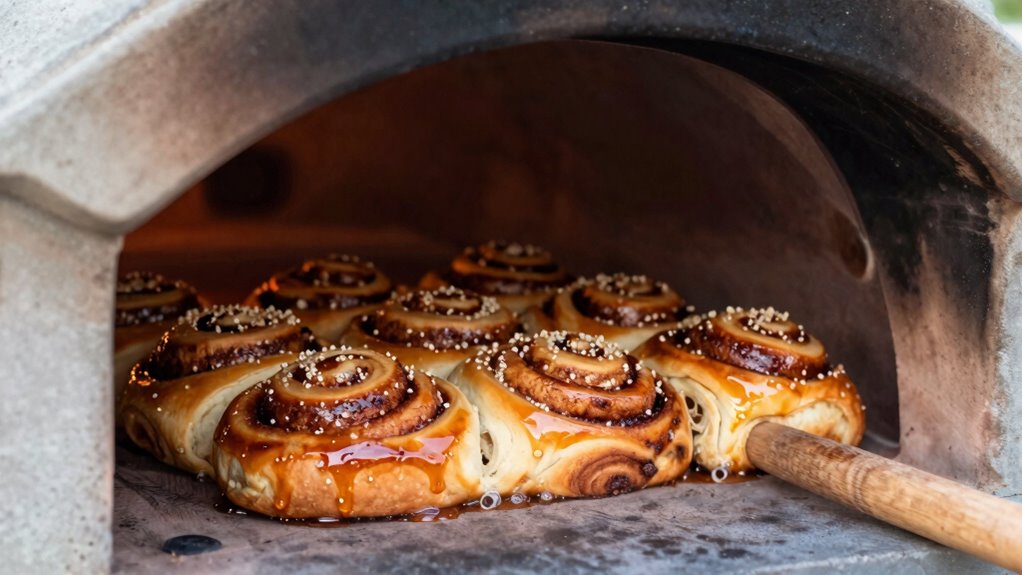outdoor pizza oven cinnamon rolls