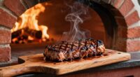 perfectly cooked steak indoors