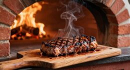 perfectly cooked steak indoors