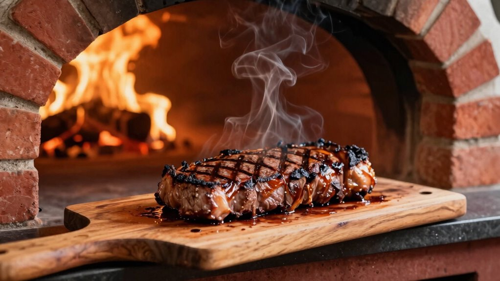 perfectly cooked steak indoors