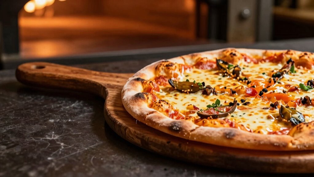 rotates pizza for even baking