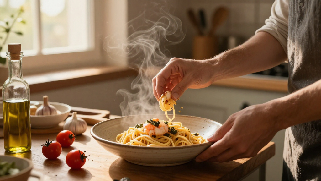 Pasta Con Scampi E «Ferfelloni»
