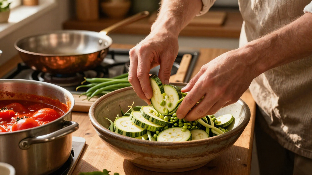 Garganelli Alle Zucchine Con Fave E Pomodoro